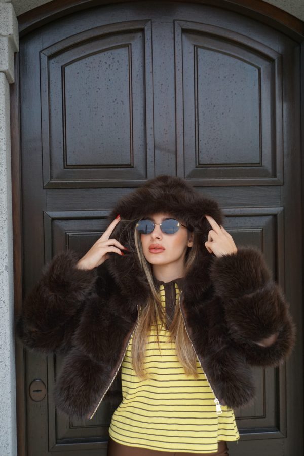 Maglia a Righe Yellow Breeze con Colletto Brown